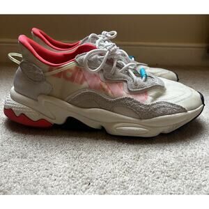 ADIDAS Men's Size 10.5 Ozweego Big Logo Sneakers, Footwear White/Solar Red